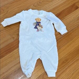 Ralph Lauren Cream One Piece with Bear and Dog Design